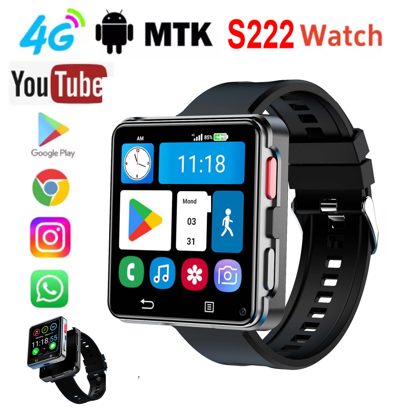 Smart Watch - Smartwatch S222 4G z kartą SIM,