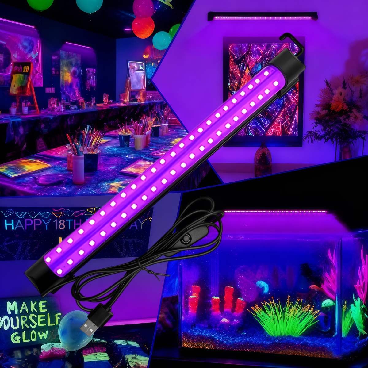 Lampa UV LED z czarnym światłe – Usb Hub recenzja i cena